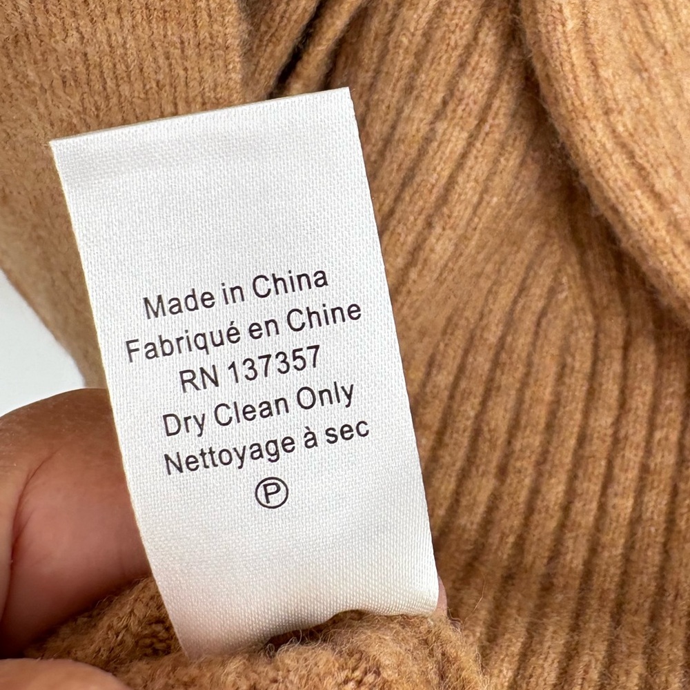 MARISSA WEBB ARIE RIBBED CASHMERE BLEND HENLEY MIDI SWEATER DRESS IN CAMEL - Picture 12 of 13